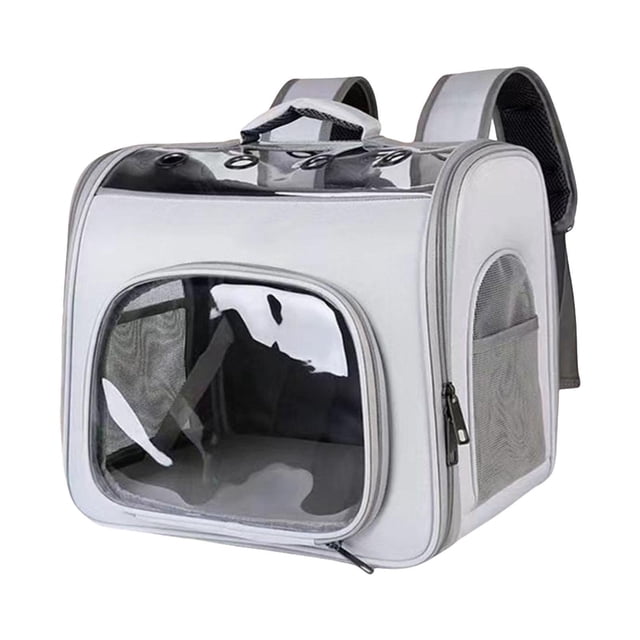 Bunblic Sac à Dos de Voyage pour Animaux de Compagnie, Sac de Transport Confortable avec Sangles Réglables, Sac de Voyage pour Petit Chien pour Camping et Extérieur Gris