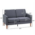 thumbnail image 7 of 53" Upholstered Loveseat Sofa,Linen Fabric Small Couch for Living Room, 2 Seater Sofa Couche with Side Pockets & Solid Wood Legs, for Small Spaces, Bedroom, Apartment, 7 of 7