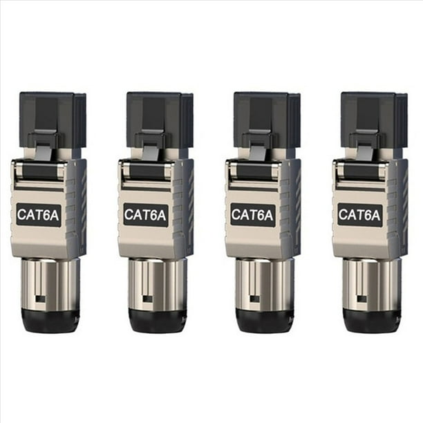 4 Uds. Conectores de Cable Ethernet RJ45 Cat6A RJ45, Conector de Terminación Fácil Sin Herramientas de Metal, Cable LAN 2000MHz 40G 22AWG - 24AWG