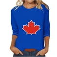 thumbnail image 2 of Bovemsi 2025 Women's Canada Day Maple Leaf Graphic T-Shirt - Short Sleeve Patriotic Tee with Pocket - Polyester-Spandex Blend, Blue, L, 2 of 4
