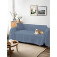 thumbnail image 3 of Blue Pure Color Sofa Covers for 2-3 Cushion Couch L-Shaped Sectional, Aesthetics Contemporary Luxury Washable Sofa Covers Slipcover for Living Room Furniture, Couch Cover Blanket 71"x134", 3 of 9
