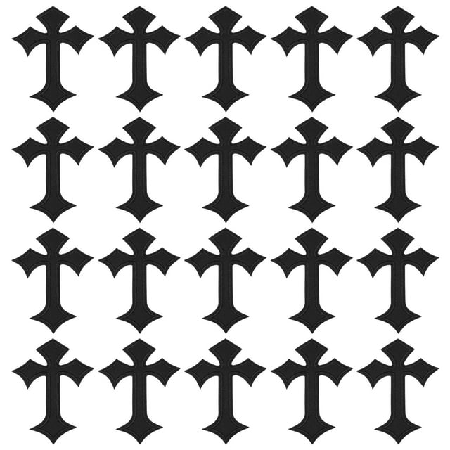 Uxcell 20 Pcs Parches bordados cruzados, parches decorativos de planchar, 4.1"Lx2.8"W, negro