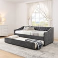 thumbnail image 4 of Harper & Bright Designs Twin Size Daybed with Pull-out Trundle, Sofa Bed Frame with Arms for Living Room and Bedroom, Gray, 4 of 15
