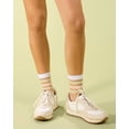 thumbnail image 6 of MeMoi Women's Reverse Terry Stripe Sheer Cotton Blend Crew Sock - Womens - Female, 9-11, White, 6 of 6