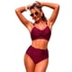 thumbnail image 2 of Tankini para mujer, traje de baño de bikini dividido de color liso a la moda, traje de baño deportivo de cintura alta para mujer, traje de baño de dos piezas para mujer, trajes de baño tankini para mu, 2 of 7