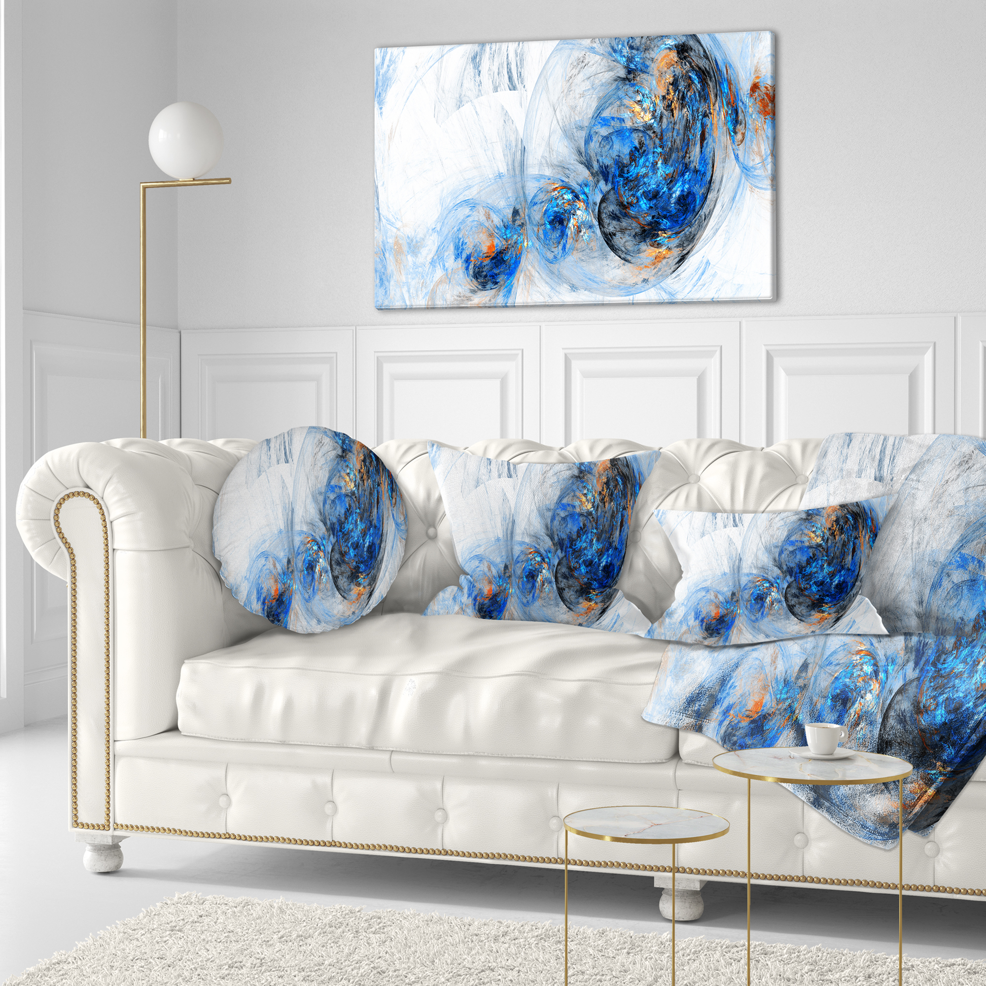 Designart Colored Smoke Dark Blue - Abstract Throw Pillow - 12x20