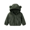 thumbnail image 2 of CYRBOKO Boys Fleece Jackets, Hooded Super Soft Full Zip Fall/Winter Outerwear with Pockets Army Green Size 12-18 Months, 2 of 6