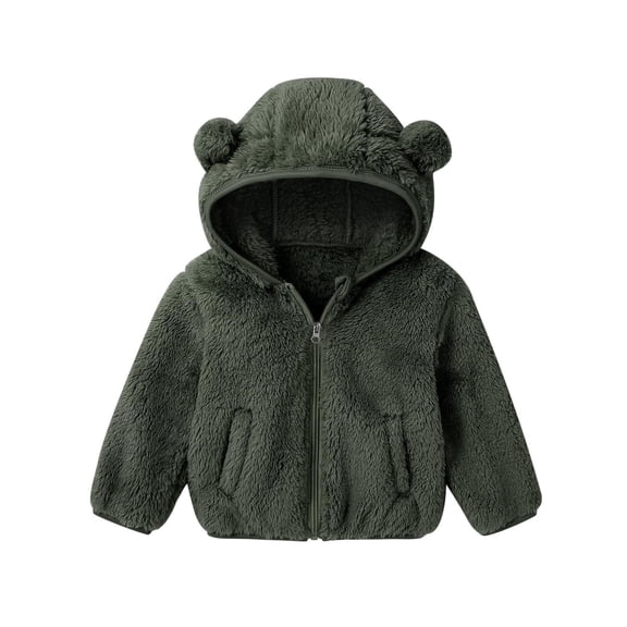 Yutgune Toddler Boys Fleece Zip Up Hoodie Jacket, Full Zip Warm Hooded Sweatshirt with Pockets, 6 Months-4 Years