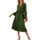 thumbnail image 1 of Vestido midi de leopardo para mujer, elegante, de manga larga, de cintura alta, con botones en la parte delantera, cinturón con cordón, vestido con forro en A Adepaton WMZL-2297-1, 1 of 1