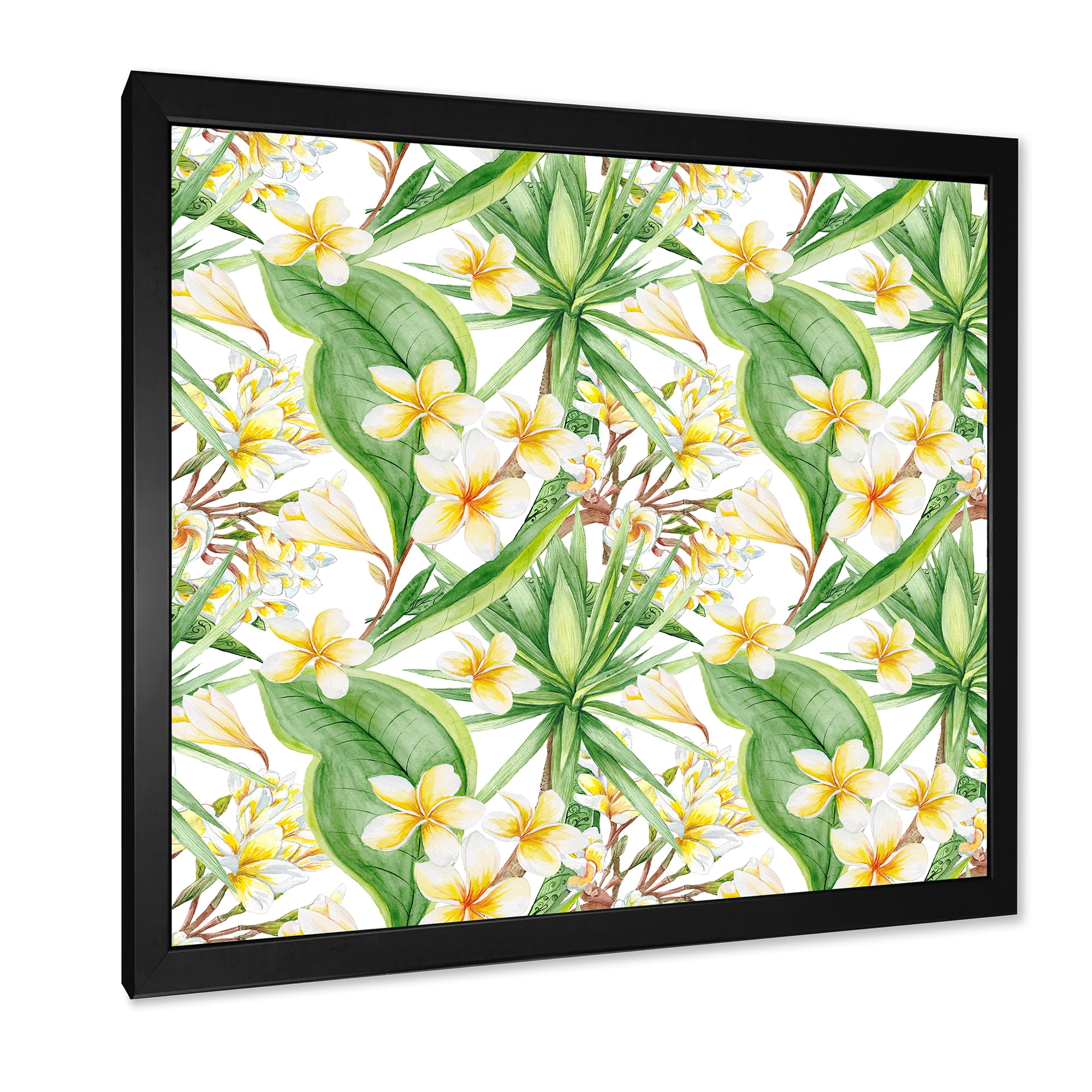 Designart 'Yellow Flowers and Tropical Foliage IX' Modern Framed Art Print