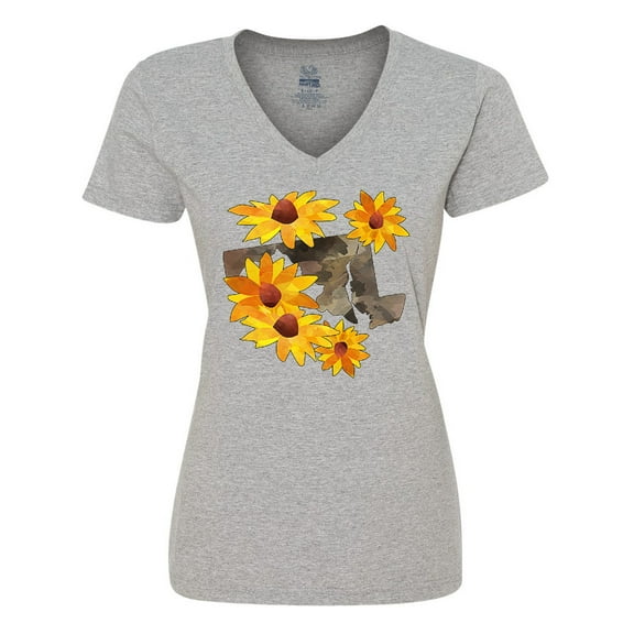 Inktastic Maryland-black Eyed Susans State Flower Women's V-Neck T-Shirt
