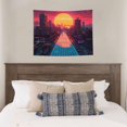 thumbnail image 5 of Bingfone Neon Sunset Cyberpunk Cityscape Tapestry Wall Hanging Decor for Living Room Bedroom Dorm Classroom Office Decor 29x37 Inch, 5 of 8