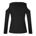 thumbnail image 4 of Fashion Womens Solid Long Sleeve Open Shoulder V-Neck Shirt Casual Blouse Tops, 4 of 6