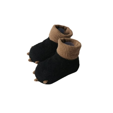 

Warm Fuzzy Socks for Baby with Grippers Cute Dinosaur Claw Shaped Above Ankle Knitted Rib Cuff Fleece Socks for Toddler