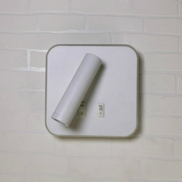Aplique de pared LED, luz de lectura para cabecera, luces de lectura de pared LED de 11 W, foco ajustable (luz blanca de 6000 K, cuadrado), lámpara de pared para pasillo, escalera, sala de estar