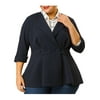MODA NOVA Juniors Plus Size Curve 3/4 Sleeve Peplum Bomber Work Blazer