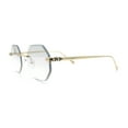 thumbnail image 6 of Bevel Octagonal Gangster Rimless Jaguar Head Hinge Showy Sunglasses Gold - Clear, 6 of 7