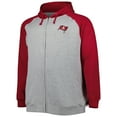 thumbnail image 2 of Men's Heather Gray Tampa Bay Buccaneers Big & Tall Fleece Raglan Full-Zip Hoodie Jacket, 2 of 3