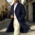 thumbnail image 2 of NOLVAREN Men's Long Trench Coat, Water-Repellent Button Front Jacket with Peak Lapel, Lining and Exterior Pockets for Casual and Work Wear S - 3XL, 2 of 8