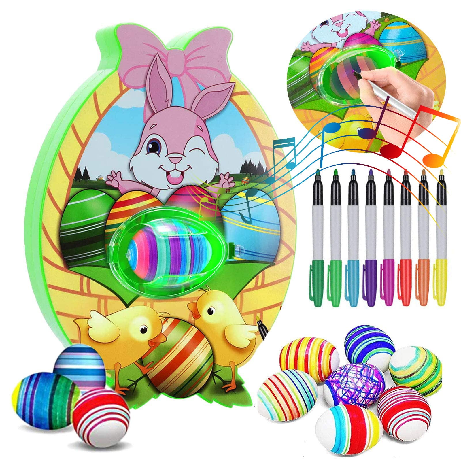 3pcs Easter Eggs Wood Wooden Painted DIY  Decorative Kids Painted Graffiti Toys 