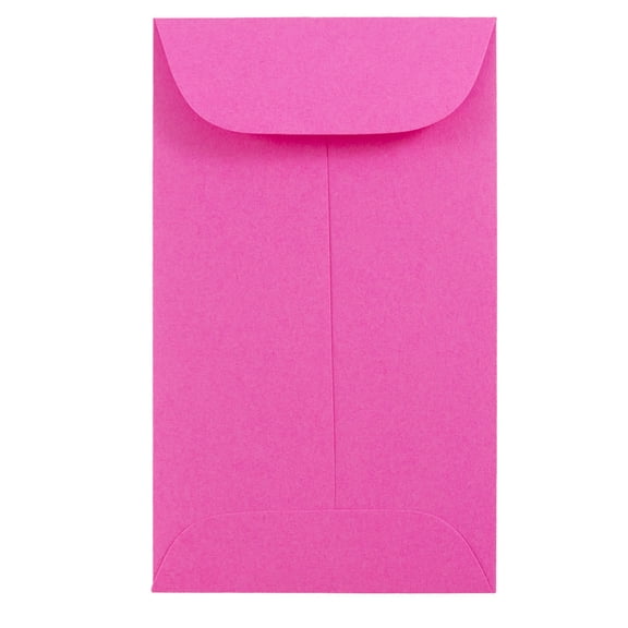 JAM Paper No. 6 Coin Envelopes, 3 3/8 x 6, Fuchsia Pink, 100/Pack