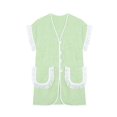 thumbnail image 3 of Womens 2 Piece Set Fringed Trim Short Sleeve Vneck Button Up Top Shorts Lounge Set with Pockets Blue L, 3 of 7