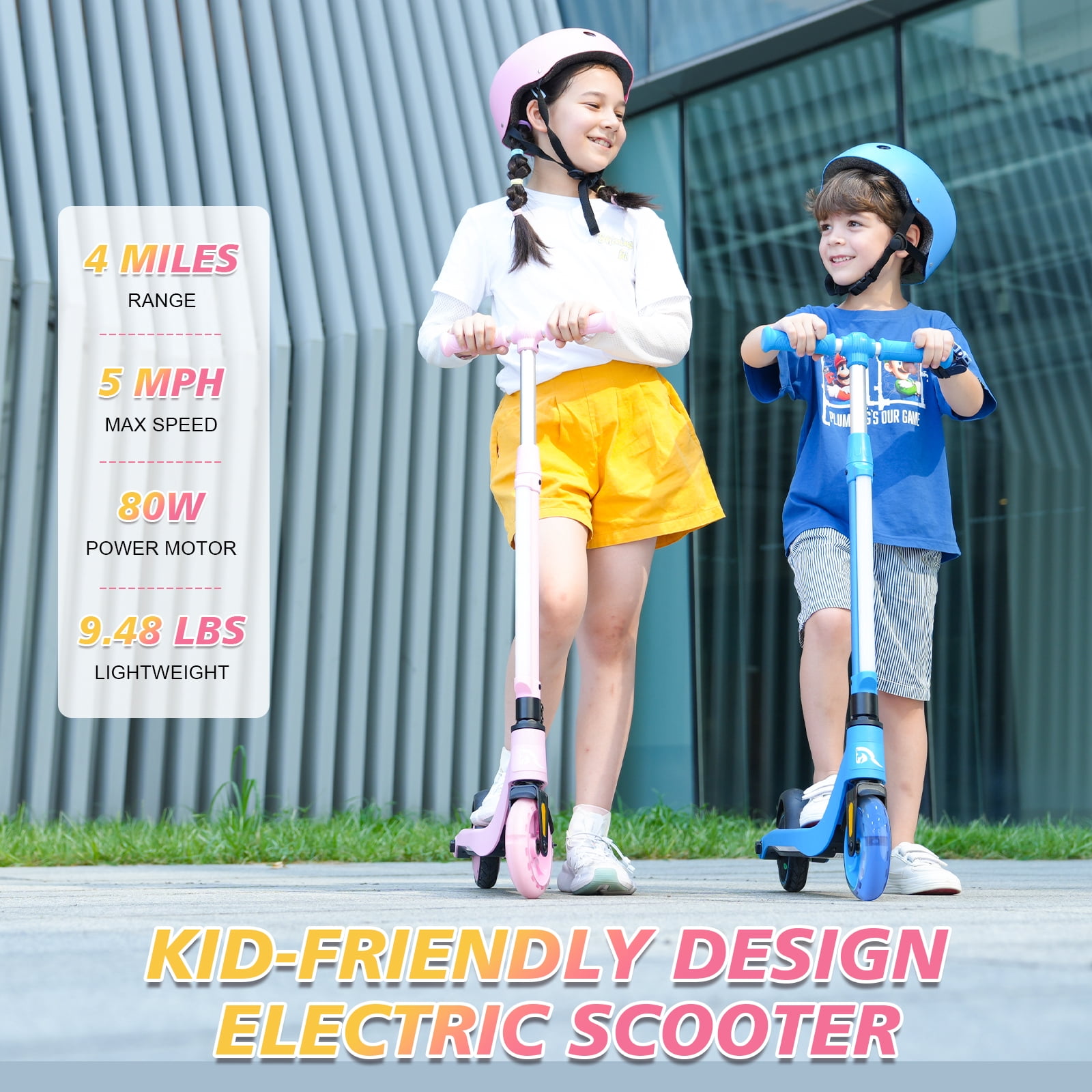 EVERCROSS Electric Scooter for Kids Ages 4+, 5 mph & 40 mins of Ride, LED Colorful Lights, Adjustable Height and Lightweight, Gift for Kids