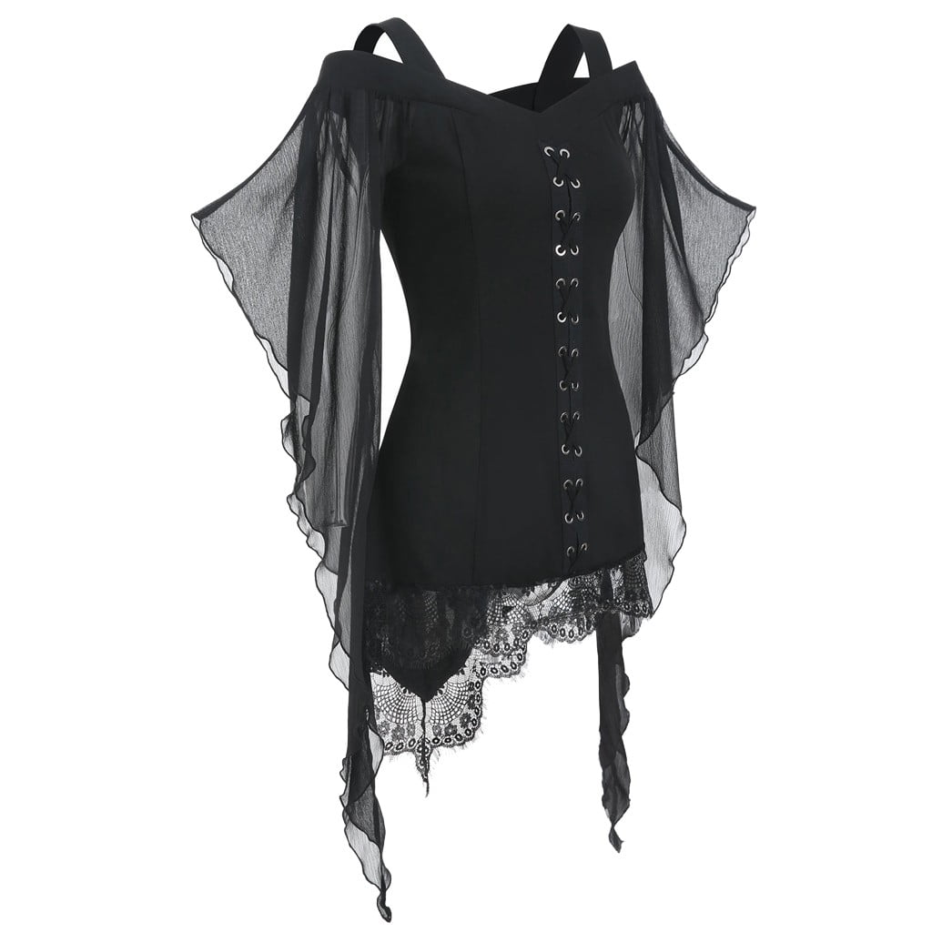 goth sexy clothes Devil Fashion Black Sexy Gothic Transparent Long Sleeve Mini Dress main image 1