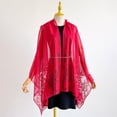 thumbnail image 5 of AHMOMEI Women’s Lace Floral Open Front Kimono Cardigan, Lightweight Sheer Embroidered Cover Up, Casual Summer Beach Shawl (Red), 5 of 6