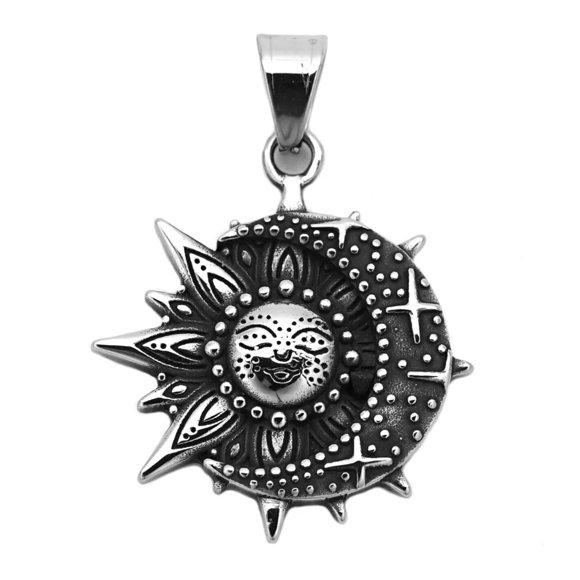 HOOUN Sun Smile and Celestial Pendant Necklace stainless steel Chain fashion gift
