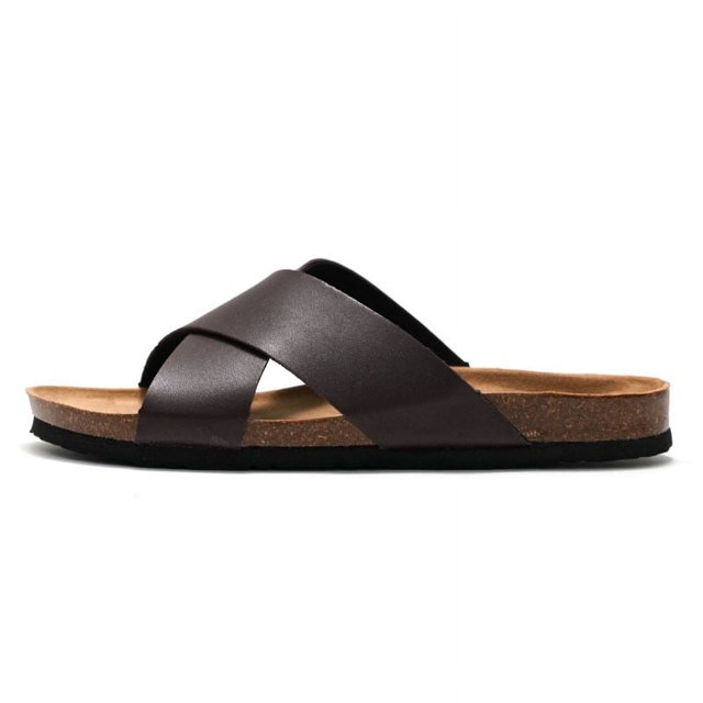 Men's Cork Sandals Cross Strap Comfortable Beach Slides