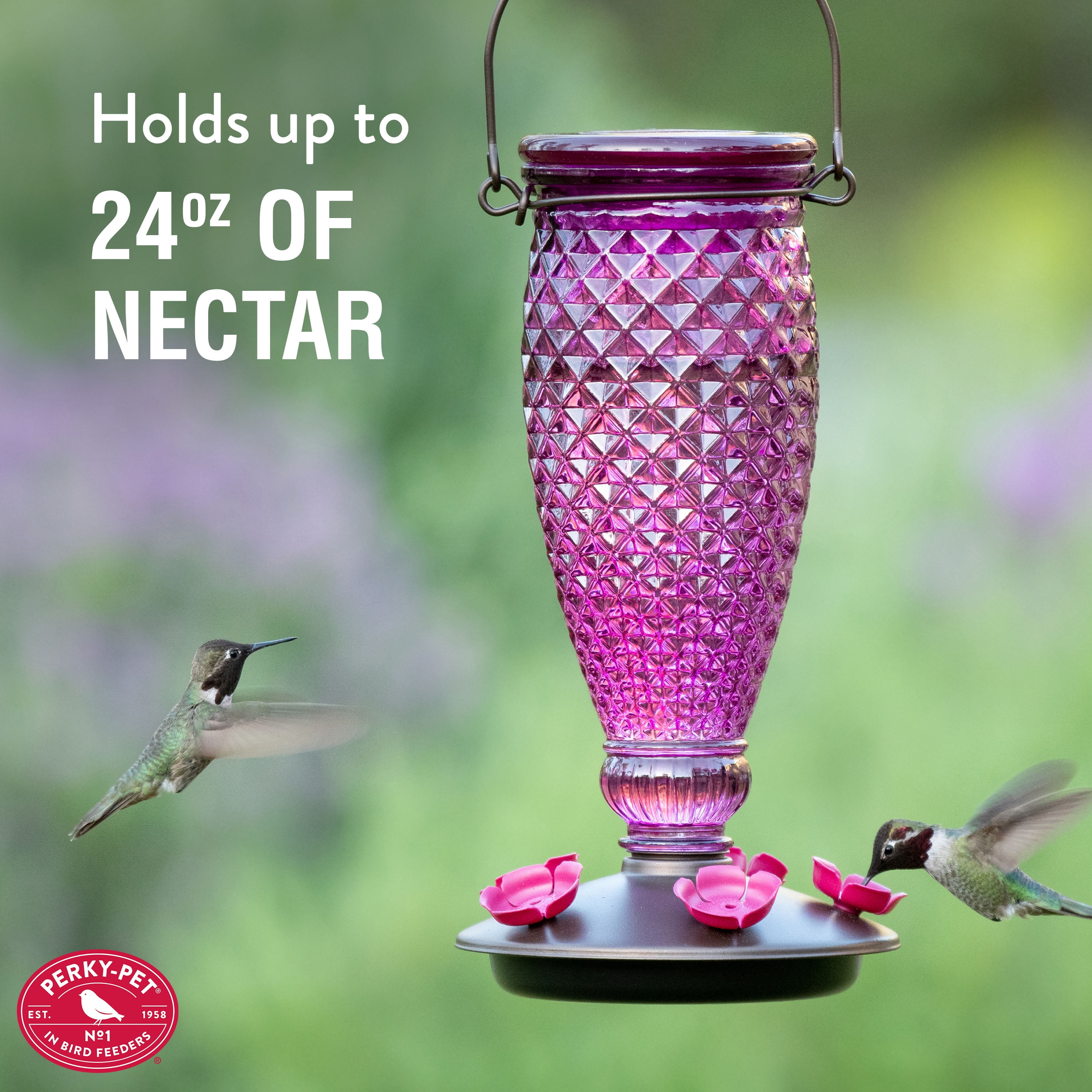 Perky-Pet Diamond Wine Top-Fill Glass Hummingbird Feeder