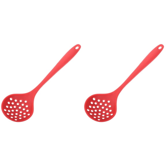 Slotted Spoon Heatproof, Silicone Skimmer Strainer Slotted Spoon for Cooking, Non Stick Scoop Ladle with Ergonomic Handle for Filtering Vegetables and Pasta, Kitchen Utensil for Straining