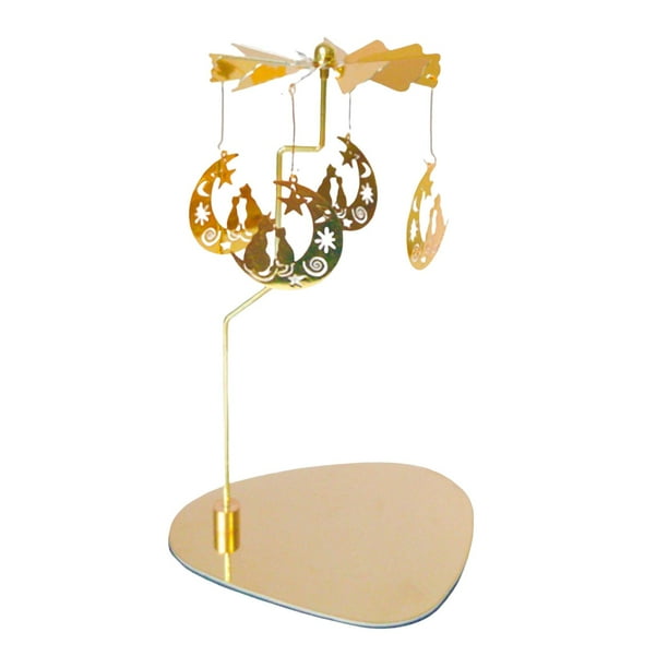 Candelabro giratorio de metal dorado con forma de carrusel para velas de té, candelabro romántico para decoración de bodas, fiestas y Navidad. Gato