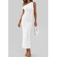 thumbnail image 4 of PRETTYGARDEN Womens Floral One Shoulder Maxi Dress Summer Spring Bodycon Ruched Side Slit Elegant Cocktail Party Dresses, 4 of 10