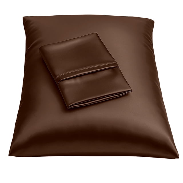 Funda de almohada de satén Blissford Brown Queen Size, juego de 2