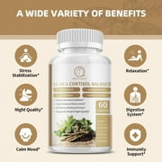 Cortisol Balance, with Magnesium, Ashwagandha & L-Theanine Support Stress Relief, Relaxation & Deep Sleep, 60 Pills