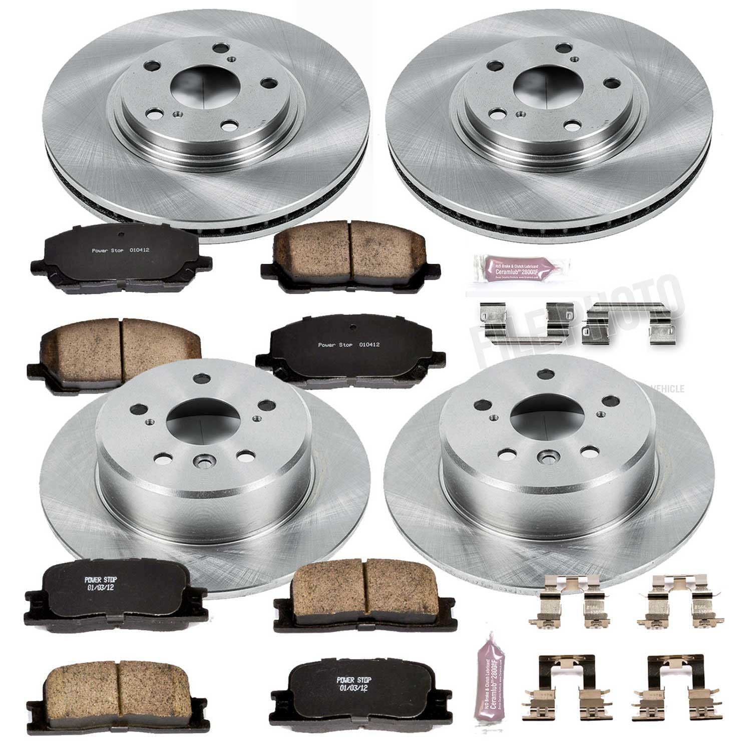 Power Stop Front and Rear Stock Replacement Brake Pad and Rotor Kit KOE1139 Fits 2003 Toyota Highlander