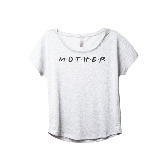 Mother Friends Women's Fashion Slouchy Dolman T-Shirt Tee Heather White 2X-Large