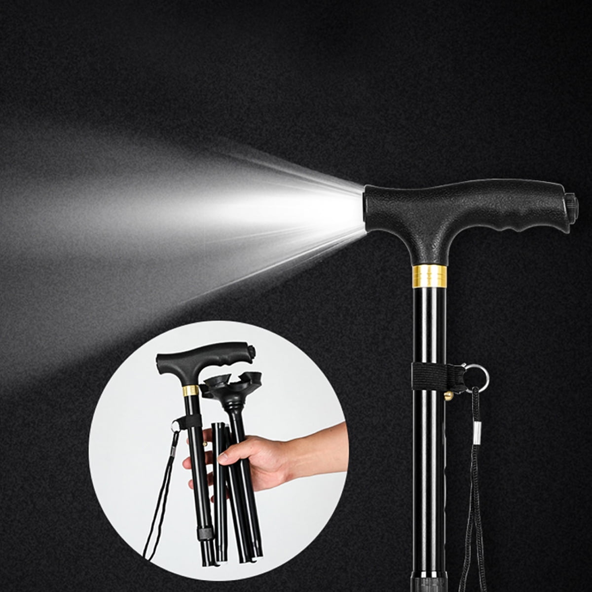 Nosii Adjustable Folding Cane Collapsible Portable Walking Stick for