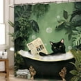 thumbnail image 2 of Funny Cat Bathroom Shower Curtain 66x72inch Animal Hilarious Vintage Tropical Plant Leaves Polyester Fabric 12 Plastic Hooks Waterproof Decor, 2 of 6