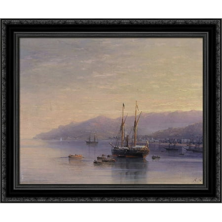 The Bay of Yalta 24x20 Black Ornate Wood Framed Canvas Art by Aivazovsky, Ivan