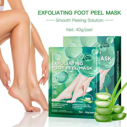 Dr.pedi Exfoliating Foot Peel Mask 5 Pairs - Spearmint & Aloe Vera Sock Mask for Dead Skin Removal, Smooth Peeling Solution for Dry Cracked Heels & Calluses​
