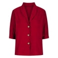 thumbnail image 4 of Endives Women's Shirt Solid Color Casual Loose Fashion Cotton Linen Long Sleeve Collar Button Shirt Spring Outfit, 4 of 6