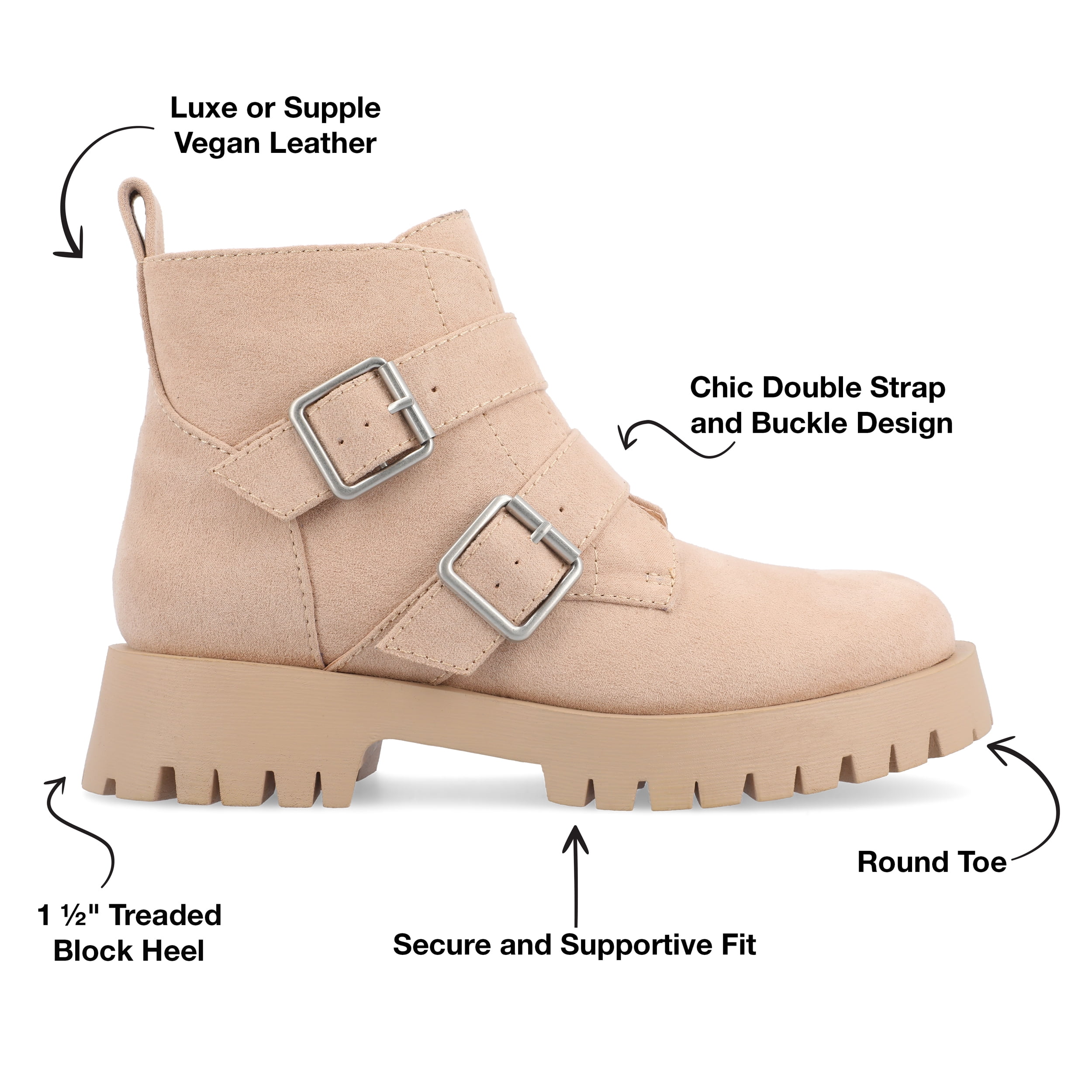 Journee Womens Maebry Treaded Outsole Round Toe Booties