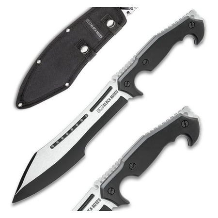 Machete and Sheath | Full- Stainless Steel Blade | Black and Finish |Ergonomic Wooden Handle Scales | Thumb-Jimping for Missions | Knife - Length 16