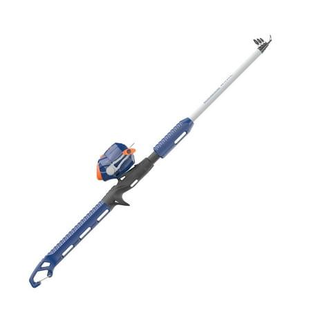 Zebco Kids Wilder Spincast Reel and Telescopic Fishing Rod Combo Extendable 23.5-Inch to 4-Foot 3-Inch Fishing Pole Blue/Orange
