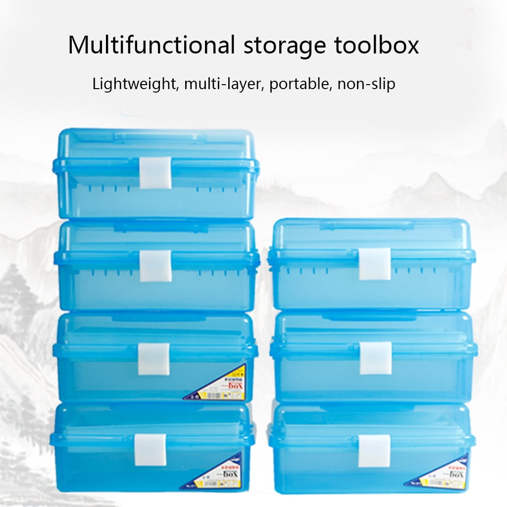 Plastic Crafts Box with Handle 3-Layer Carrying Storage for Case for Art Supplies Jewelry Beaded Mate