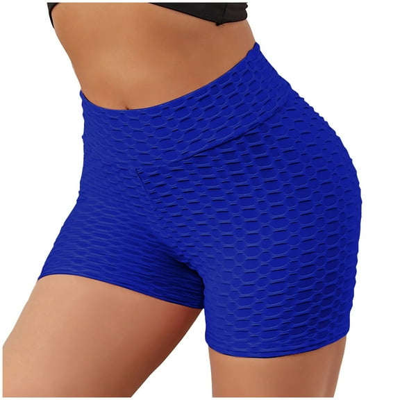 Audhol Yoga Shorts for Women Women Athletic Active Yoga Short Shorts Booty Shorts Mini Hot Pants Sport Leggings Activewear Workout Sweat Running Shorts with Pockets Women Workout Shorts Blue L