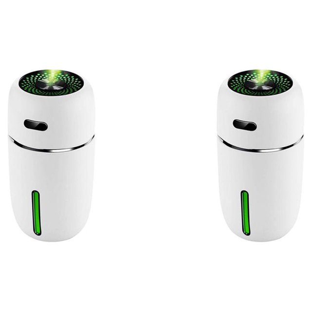 Xingzhi USB Mini Air Humidifier with LED Car Diffuser Automatic Mist Sprayer Electric Conditioner Cooling Evaporative Purifier White 2Set